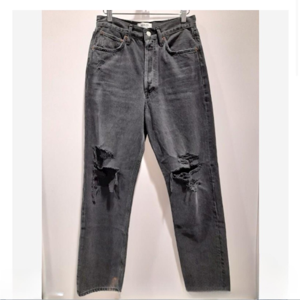 AGOLDE Women's Distressed 90's Charcoal Gray Size 26 Jeans